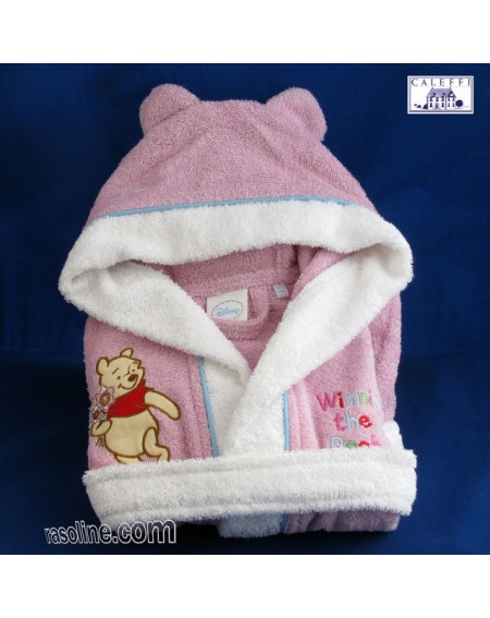 Accappatoio BUONANOTTE Ricamato Winnie ROSA Cappuccio Baby Disney Caleffi