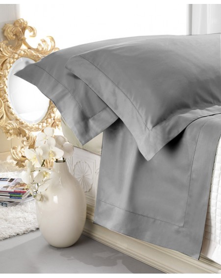 Set de draps en satin gris 100% coton