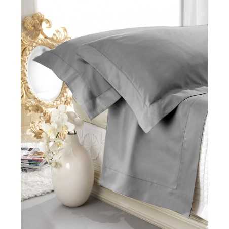 Set de draps en satin gris 100% coton