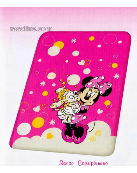 Sacco Copripiumino Minnie e Bella Esclusiva Linea Puzzle Di Caleffi- Colore Fuxia