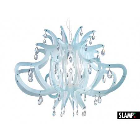 LAMPADA A SOSPENSIONE - LAMPADARIO "MEDUSA" CON 64 CRISTALLI SWAROVSKI® BLU GEL