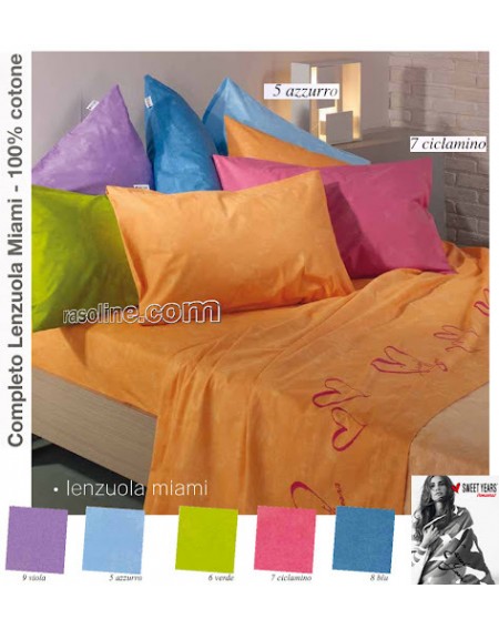 Parure de lit pour lit 1 personne Set Draps Sweet Years Miami Caleffi