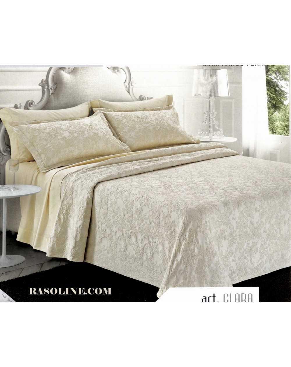 Colcha cama matrimonial algodón Jacquard Beige