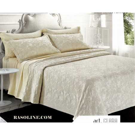 Colcha cama matrimonial algodón Jacquard Beige