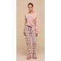 Pyjama femme en coton rose chaud avec pantalon à carreaux Noidinotte