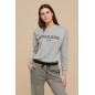 Damenpyjama in Warmer Baumwolle Fleece Grau Noidinotte