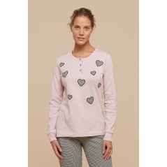 Pigiama Donna in Caldo Cotone Cuori Rosa Noidinotte