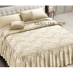 Satin Jacquard-Tagesdecke Doppelbett Steppdecke und Rüschen Giada GFF