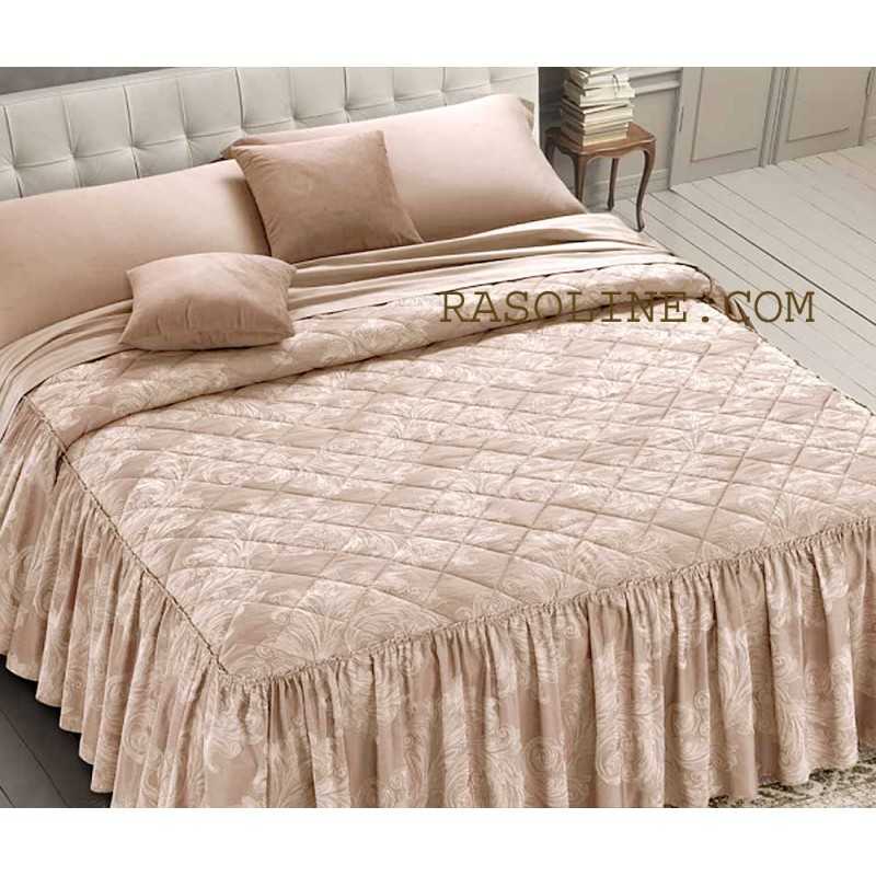 Quilt Beadspread bed-cover in satin Jacquard Giada Pink