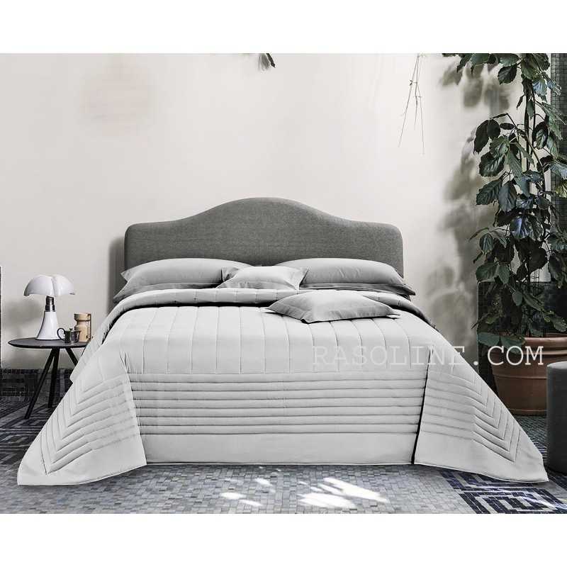 Couvre-lit double matelassé en Pur Coton Satin Gris Quilt VENERE