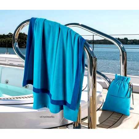 Serviette de Plage / Bain Éponge Microfibre Super Absorbante avec Sac Turquoise