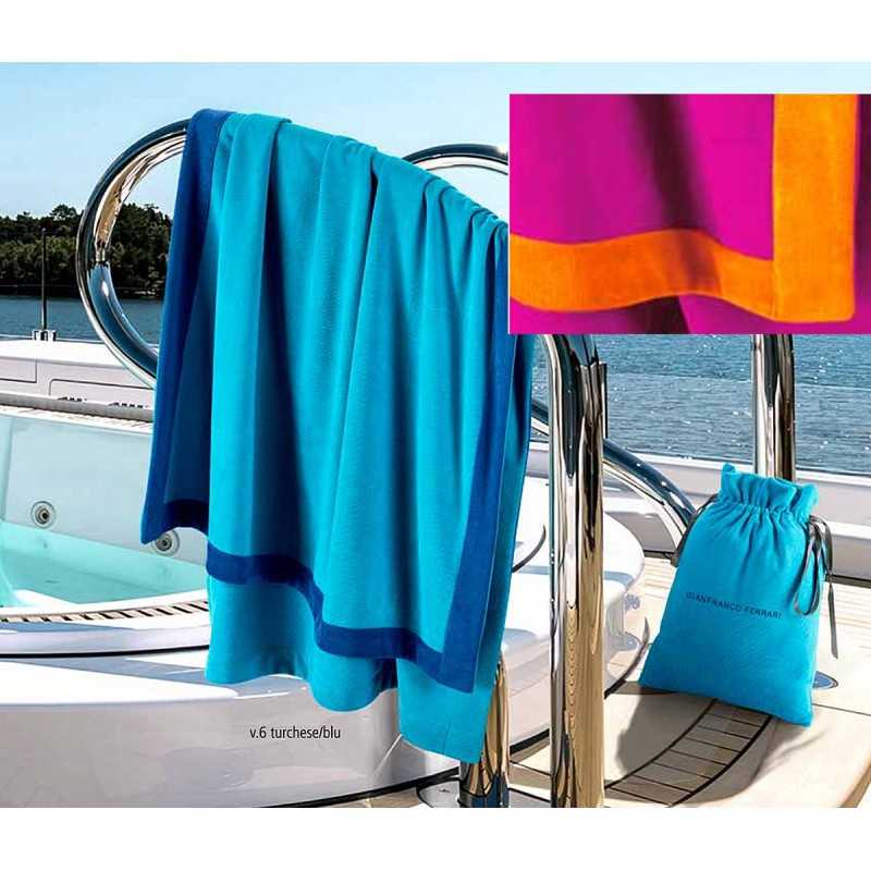 Serviette de Plage / Bain Éponge Microfibre Super Absorbante Fuchsia avec Sac